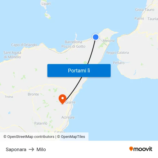 Saponara to Milo map