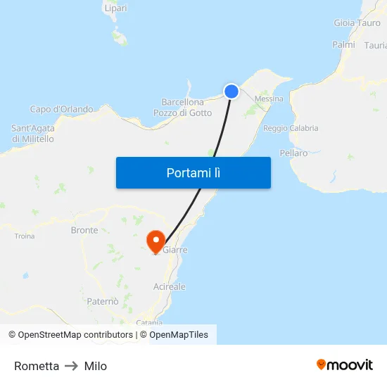 Rometta to Milo map