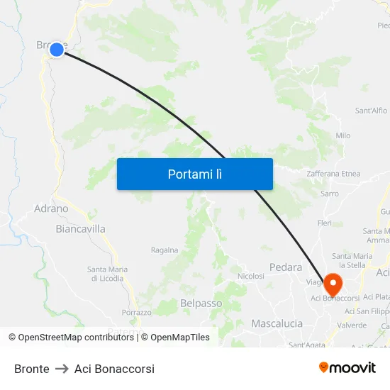 Bronte to Aci Bonaccorsi map