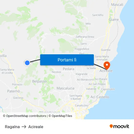 Ragalna to Acireale map
