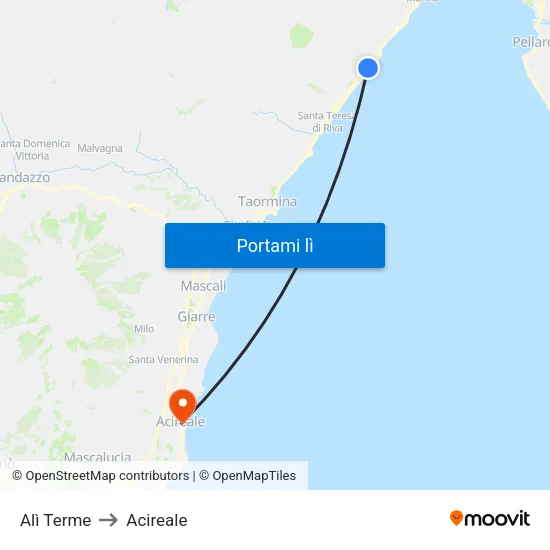 Alì Terme to Acireale map