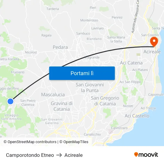 Camporotondo Etneo to Acireale map
