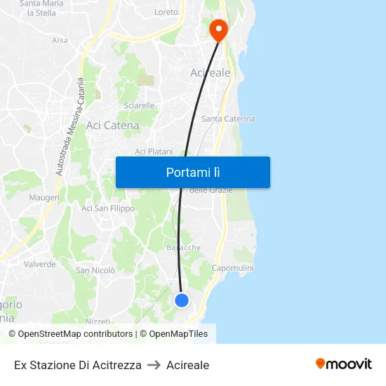Ex Stazione Di Acitrezza to Acireale map