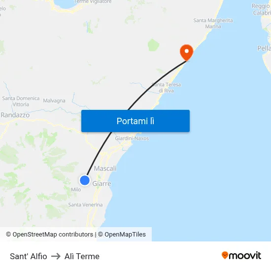 Sant' Alfio to Alì Terme map