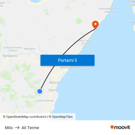 Milo to Alì Terme map