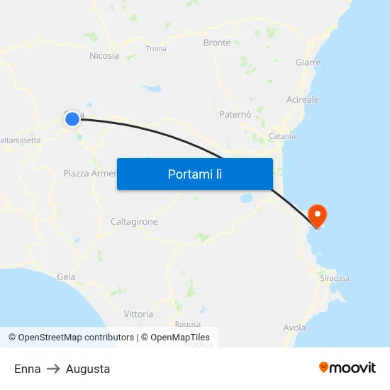 Enna to Augusta map