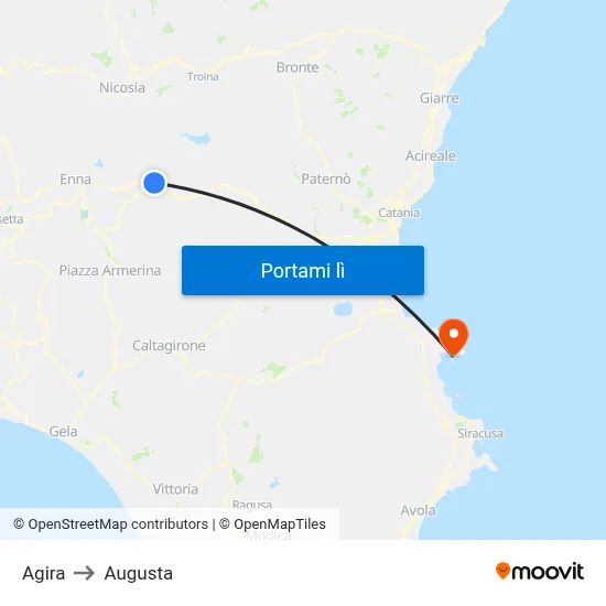 Agira to Augusta map