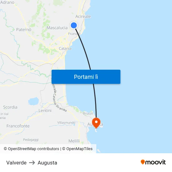 Valverde to Augusta map
