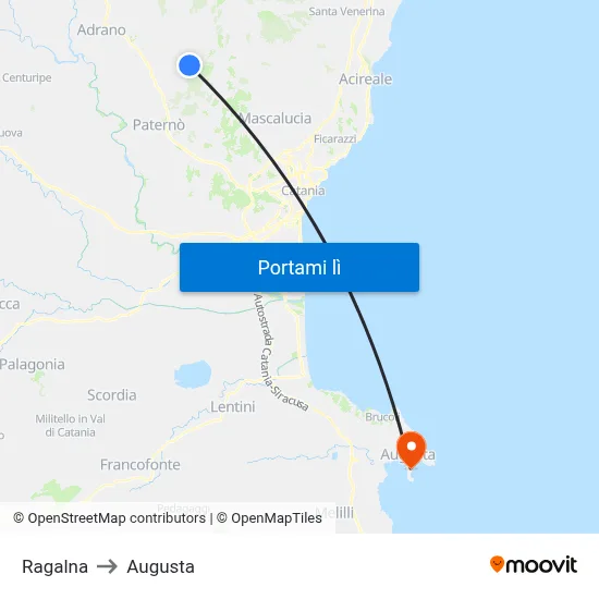Ragalna to Augusta map