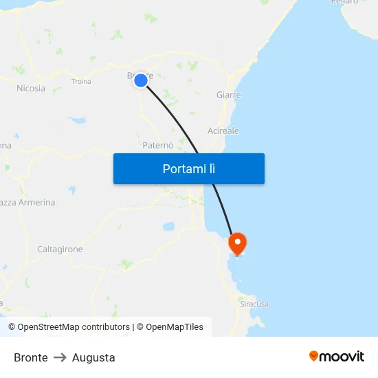 Bronte to Augusta map