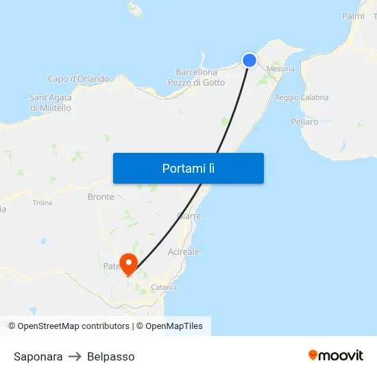 Saponara to Belpasso map