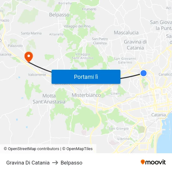 Gravina Di Catania to Belpasso map