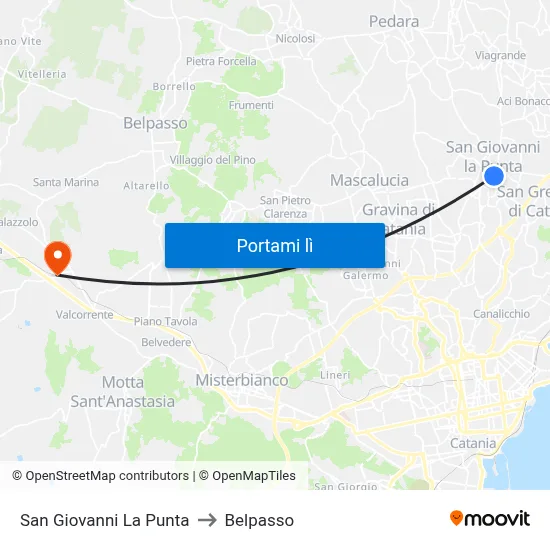 San Giovanni La Punta to Belpasso map
