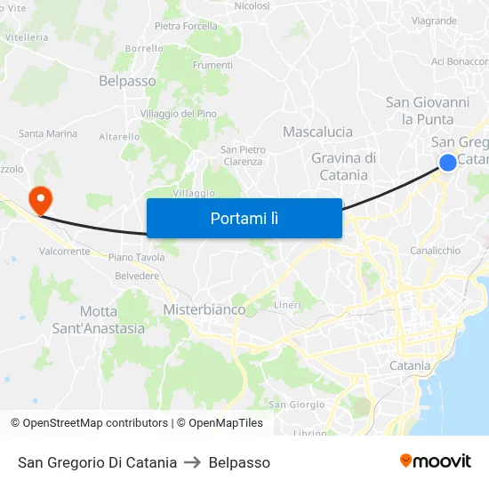 San Gregorio Di Catania to Belpasso map