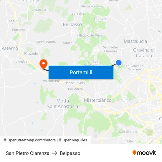 San Pietro Clarenza to Belpasso map