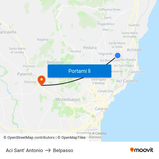 Aci Sant' Antonio to Belpasso map