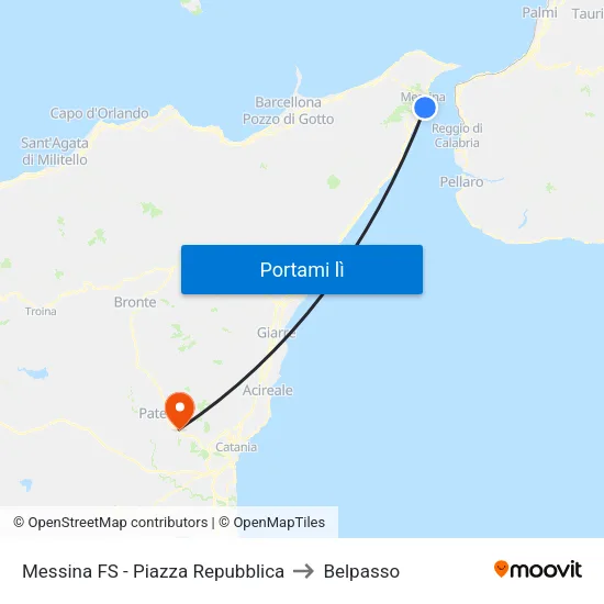 Messina FS - Piazza Repubblica to Belpasso map