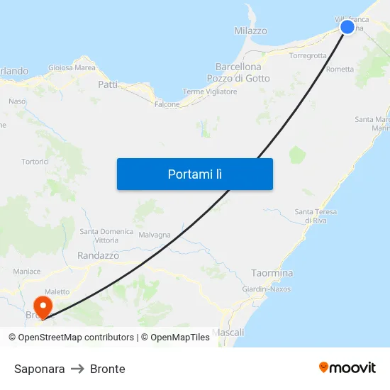 Saponara to Bronte map