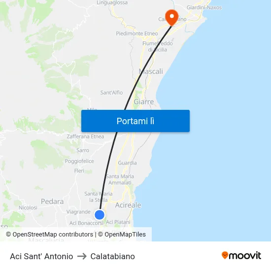Aci Sant' Antonio to Calatabiano map