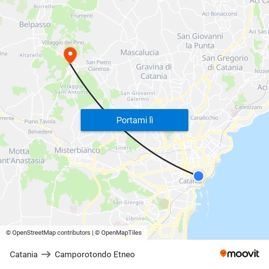 Catania to Camporotondo Etneo map