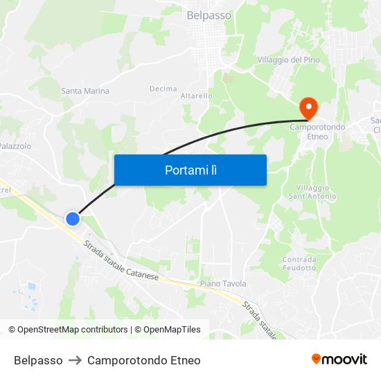 Belpasso to Camporotondo Etneo map