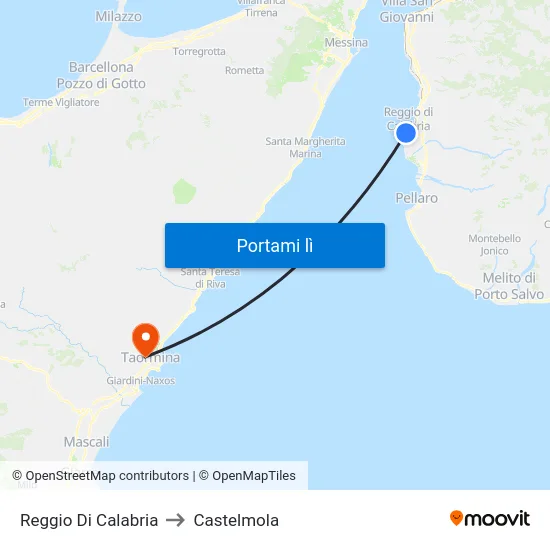 Reggio Di Calabria to Castelmola map