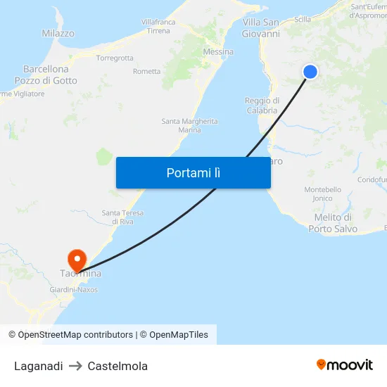 Laganadi to Castelmola map