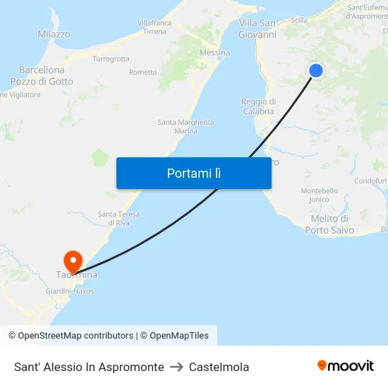 Sant' Alessio In Aspromonte to Castelmola map
