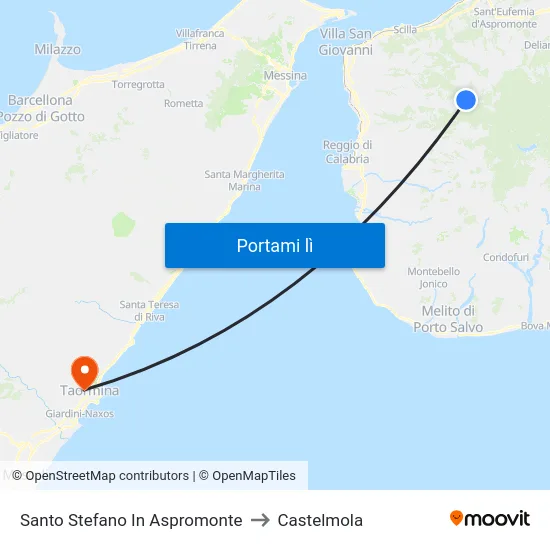 Santo Stefano In Aspromonte to Castelmola map