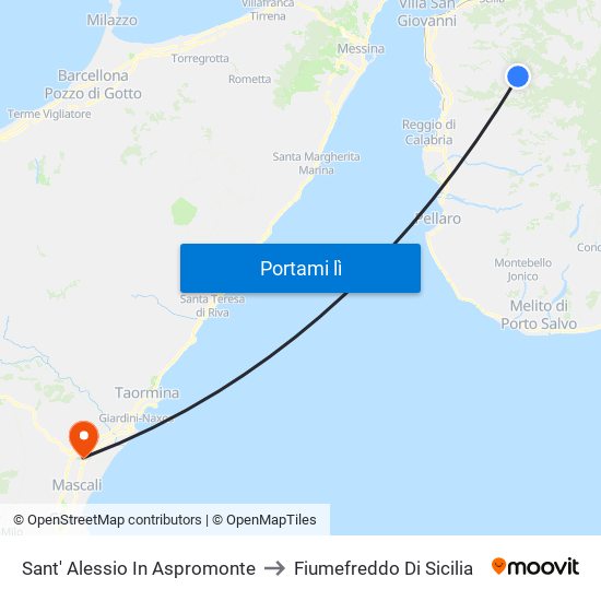 Sant' Alessio In Aspromonte to Fiumefreddo Di Sicilia map