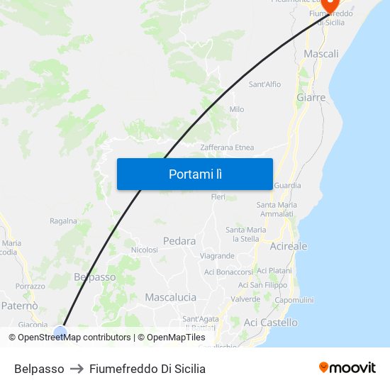 Belpasso to Fiumefreddo Di Sicilia map