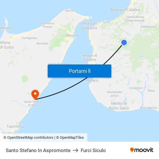 Santo Stefano In Aspromonte to Furci Siculo map