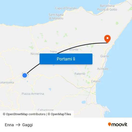 Enna to Gaggi map