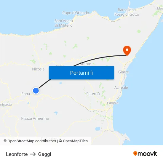 Leonforte to Gaggi map