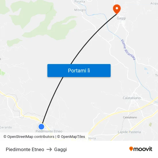 Piedimonte Etneo to Gaggi map