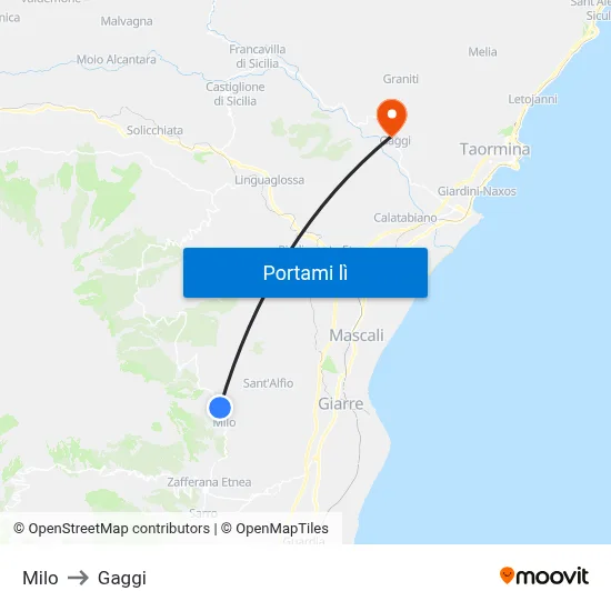 Milo to Gaggi map