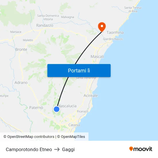 Camporotondo Etneo to Gaggi map
