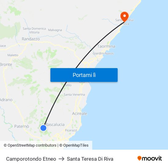 Camporotondo Etneo to Santa Teresa Di Riva map