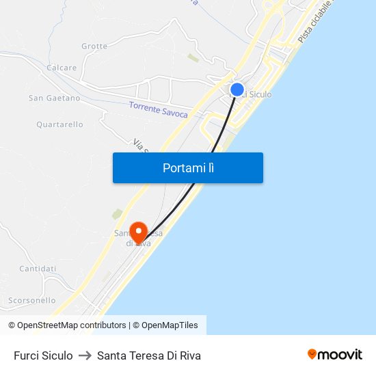 Furci Siculo to Santa Teresa Di Riva map