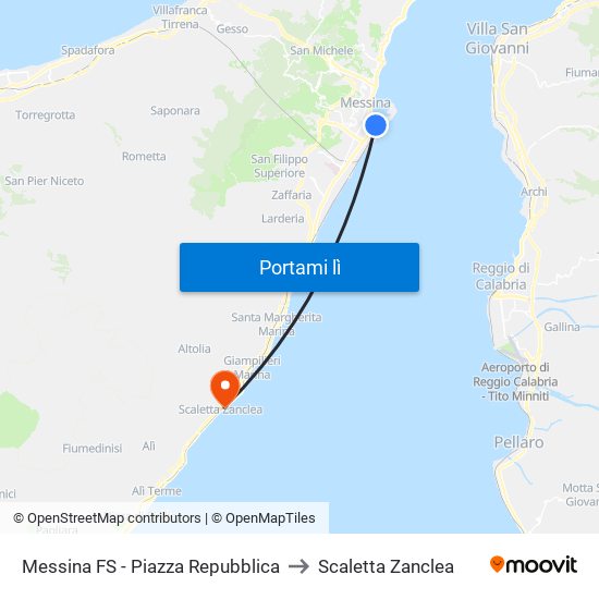 Messina FS - Piazza Repubblica to Scaletta Zanclea map