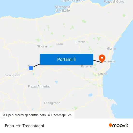 Enna to Trecastagni map