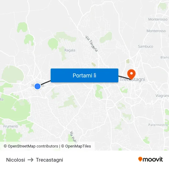 Nicolosi to Trecastagni map