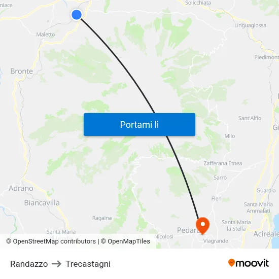 Randazzo to Trecastagni map