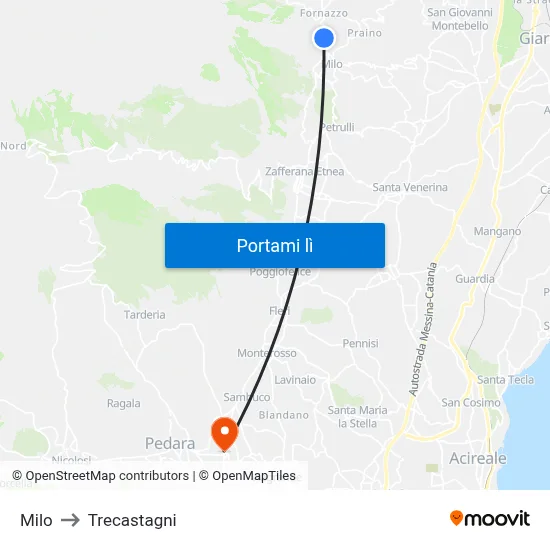 Milo to Trecastagni map