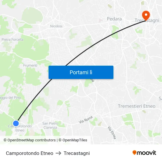 Camporotondo Etneo to Trecastagni map