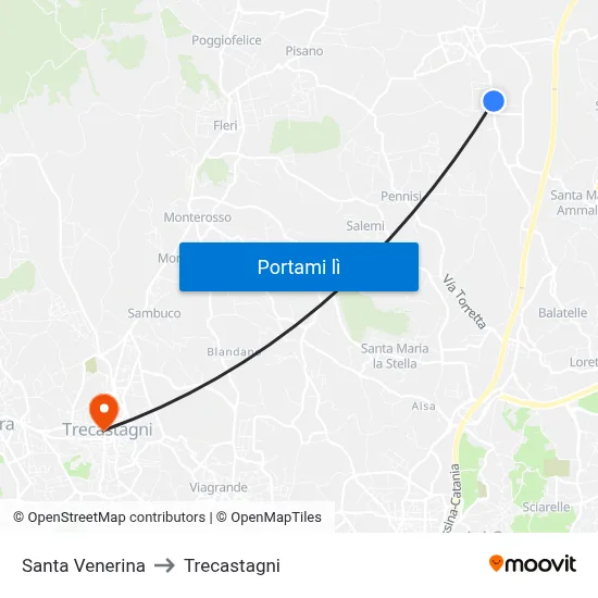 Santa Venerina to Trecastagni map