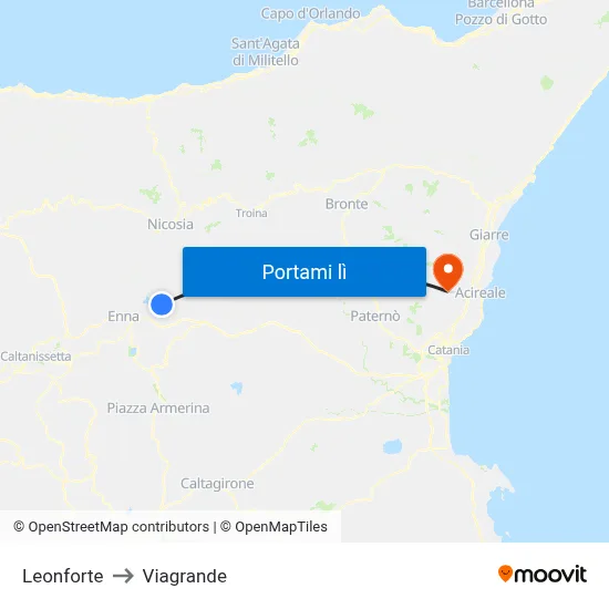 Leonforte to Viagrande map