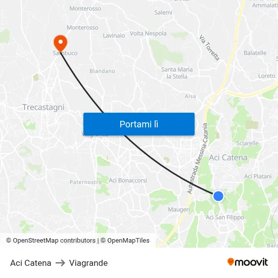 Aci Catena to Viagrande map