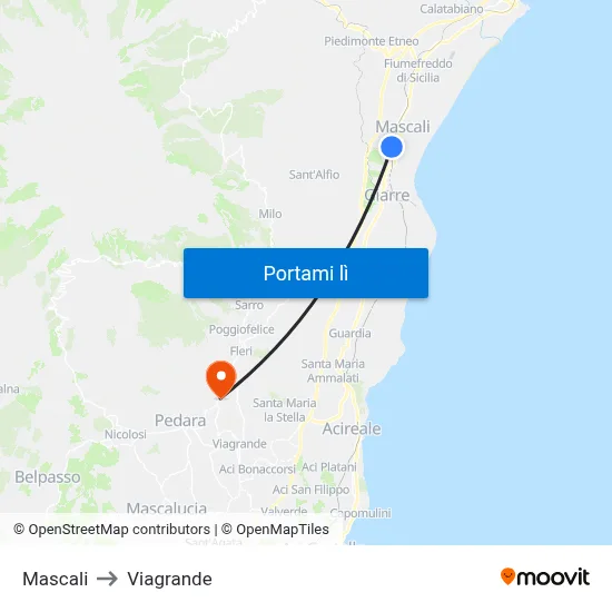 Mascali to Viagrande map