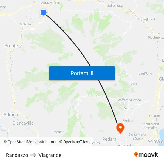 Randazzo to Viagrande map